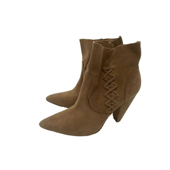 Zara Western Boots Suede Tan Ankle Point Toe Womens Sz US 8.5 Old Money Minimal - Picture 7 of 15